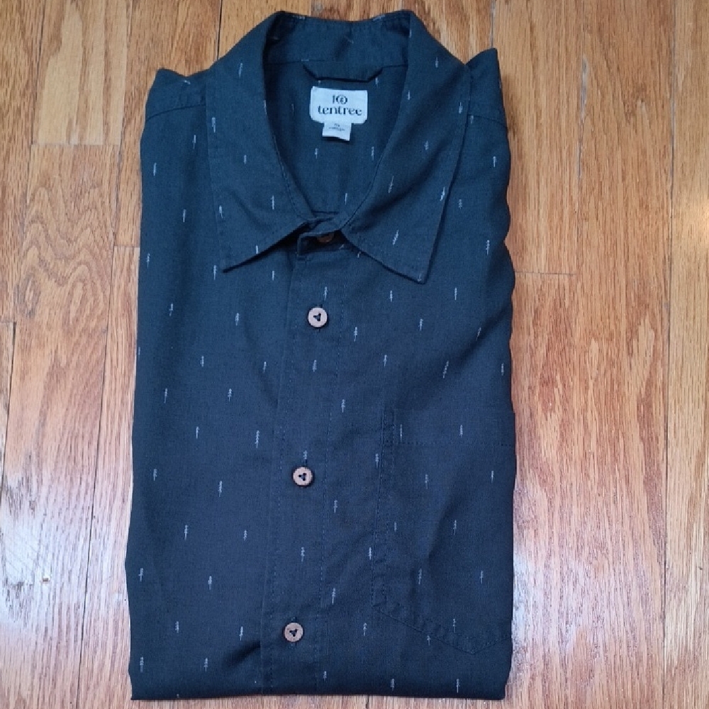 tentree Navy Blue Casual Button Down Shirt